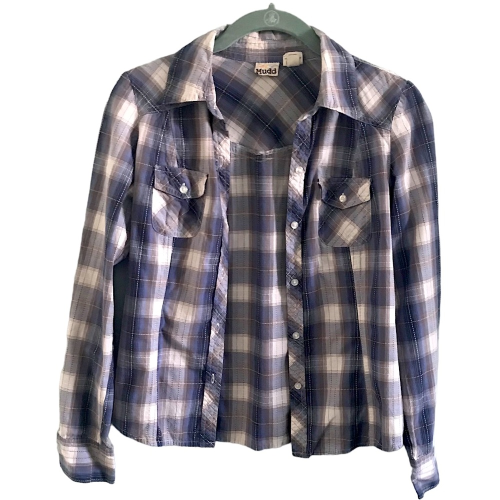 Mudd checker pattern button down shirt size M